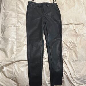 Black Leather Skinny Women's Pants